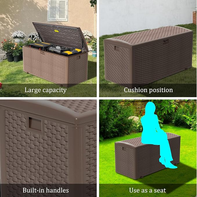 TARKARI Premium Pro Edition 180 Gallon Lockable Resin Deck Box, Waterproof & - Image 6
