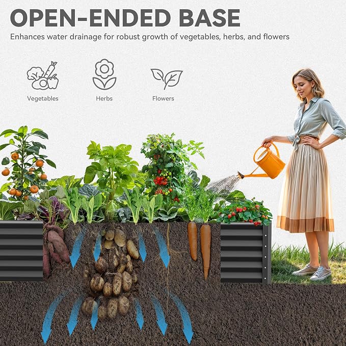 YITAHOME 8x4x1.5 ft Galvanized Raised Garden Bed Kit, Large Metal Planter Box - Image 3