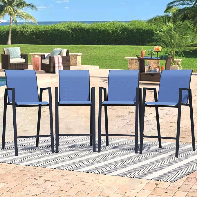 Outdoor Bar Stools Set of 4, Bar Height Chairs - Image 9