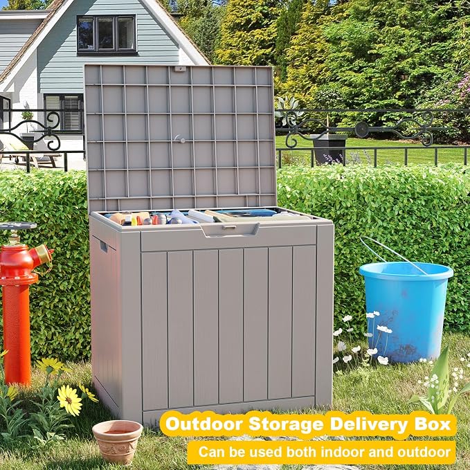 EasyUp 35 Gallon Resin Deck Box Waterproof, UV Resistant Outdoor Storage Box - Image 6