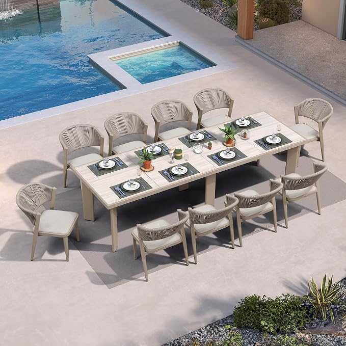 PURPLE LEAF 11-Piece Patio Dining Set Outdoor Furniture Rectangular Table and by PURPLELEAF
