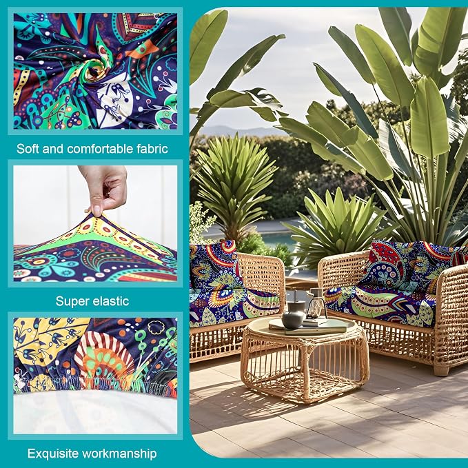 14 Pcs Stretch Patio Cushion Covers, Outdoor Couch Covers Replacement, Outdoor - Image 3