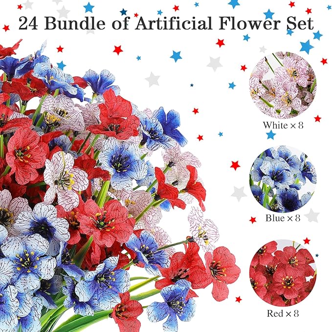 AGIRL 24 Bundles Artificial Flowers - Image 3