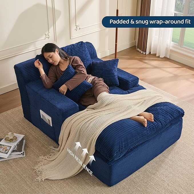 63" Chaise Lounge Chair Indoor, Set of Convertible Sleeper Sofa Couch - Image 5
