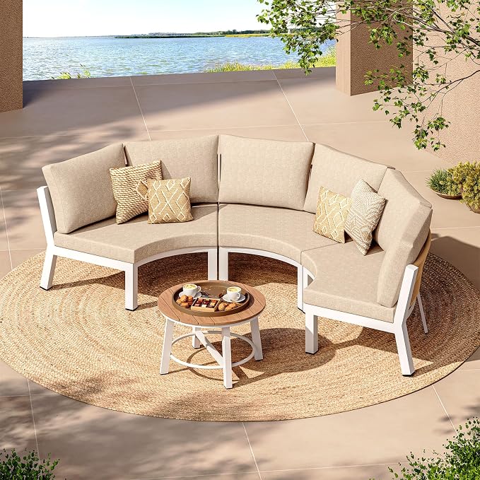 Outdoor Aluminum Round Coffee Table, All-Weather Patio Coffee Tables - Image 2