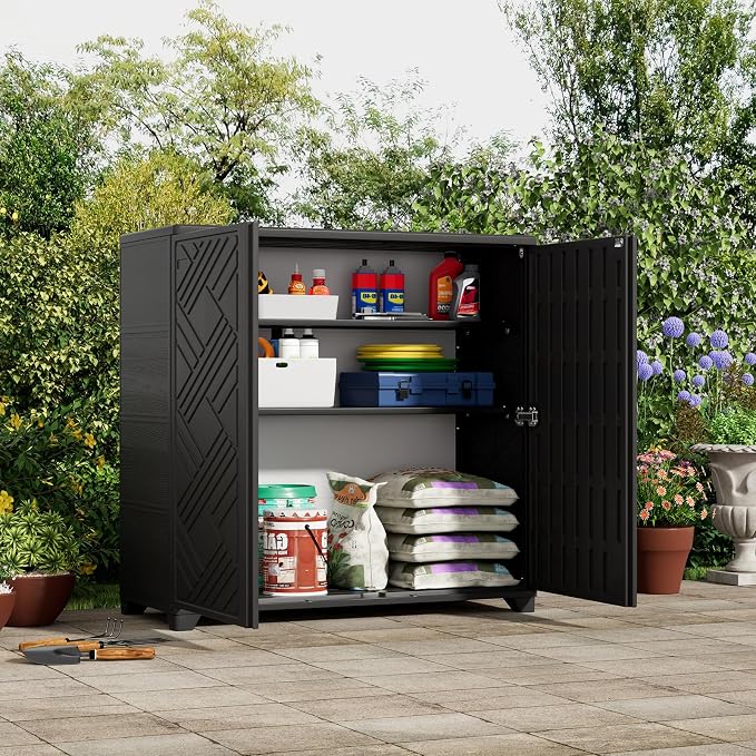 ZZM Indoor/Outdoor Storage Cabinet Waterproof, All Weather Outdoor Storage - Image 2