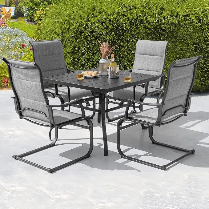 NUU GARDEN 37" Outdoor Patio Table, 4 Person Steel Slat Square Dining Table - Image 5