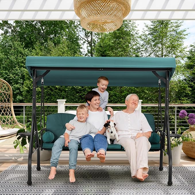 HOMREST 3 Seat Outdoor Porch Swing - Image 6