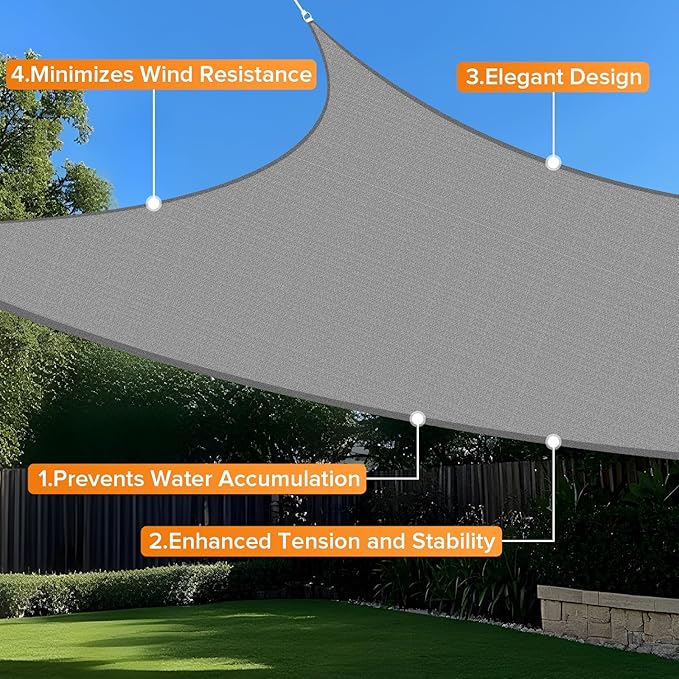 Artpuch Sun Shade Sails Canopy, 185GSM Shade Sail UV Block - Image 4