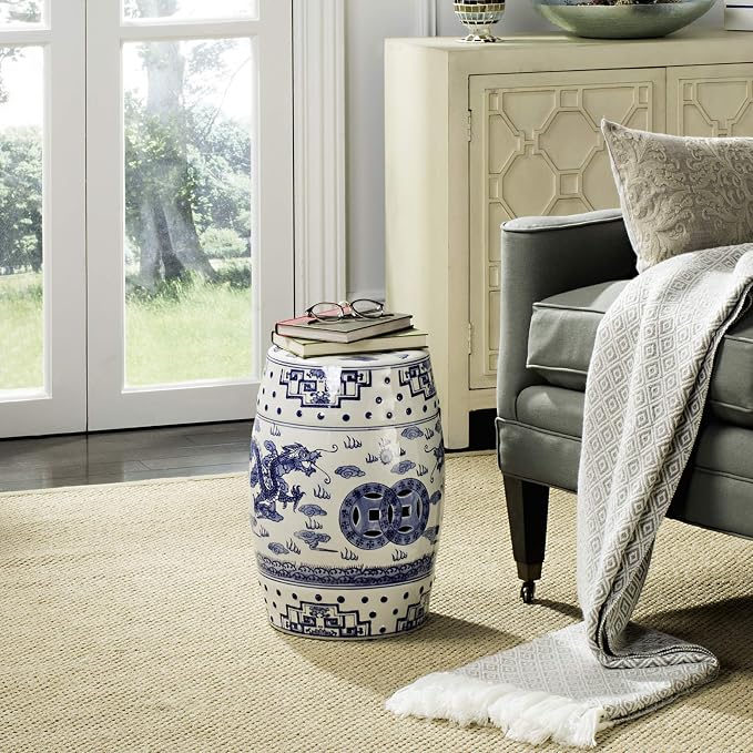 SAFAVIEH Castle Gardens Collection – Dragon’s Breath Blue Glazed Ceramic - Image 2