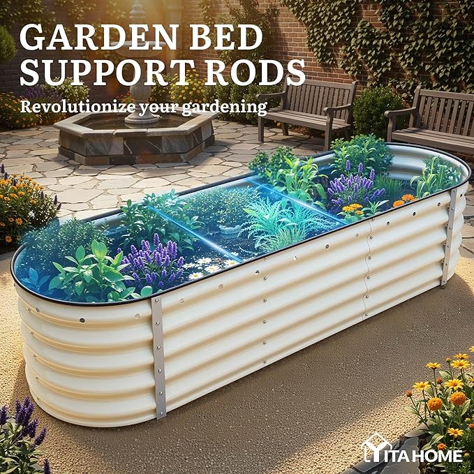 YITAHOME 17" Tall 6 in 1 Large Raised Garden Bed Kit, 6.5x2x1.4ft Galvanized - Image 7