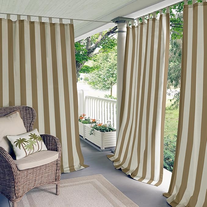 Elrene Home Fashions Highland Stripe Indoor/Outdoor Curtain Panel, 50 inches X by ElreneHomeFashions