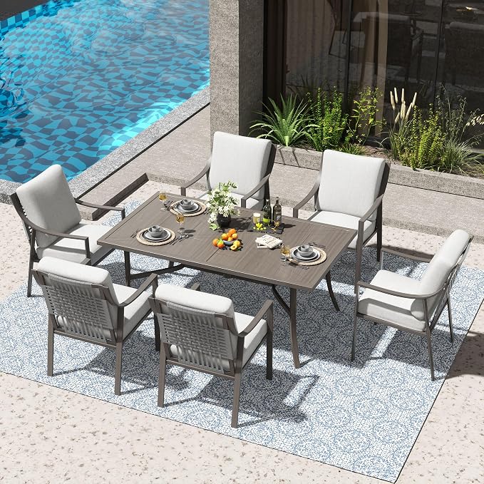 NATURAL EXPRESSIONS 7 Piece Patio Dining Table Outdoor Furniture Set - Image 6