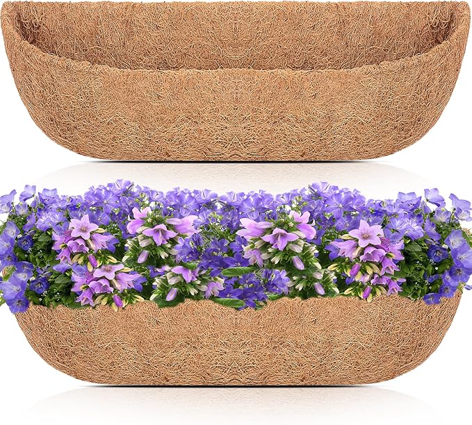 HFHOME 2 Pcs Coco Liners for Planters 24 Inch, Horse Trough Coconut Planter by HFHOME