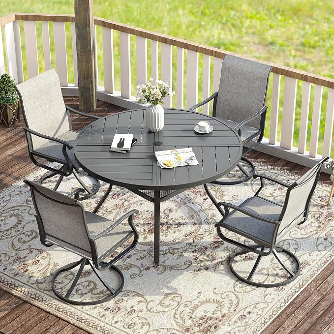 VICLLAX Round Patio Table with Adjustable Umbrella Hole - Image 4