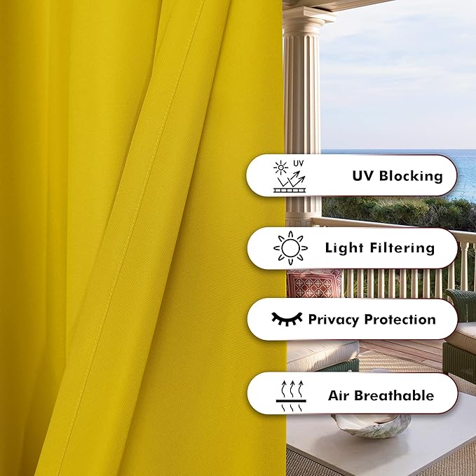 BONZER Outdoor Curtains for Patio Water Resistant Heavy Privacy Light Filtering - Image 4