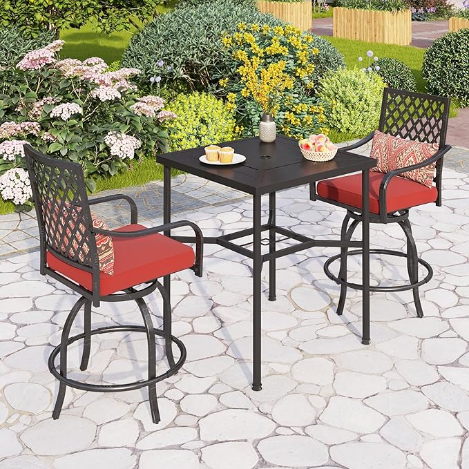 PHI VILLA 5 Piece Outdoor Bar Furniture Set, Counter-Height Patio Bistro Table - Image 8