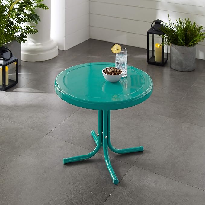 Crosley Furniture Griffith Weather Resistant Retro Metal Outdoor Side Table - Image 6