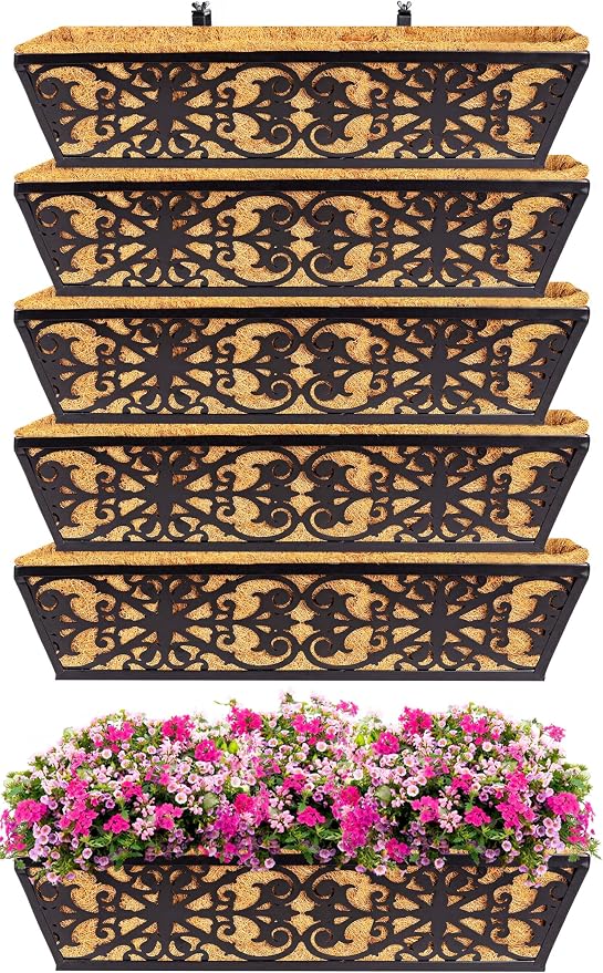 6 Pack 24 Inch Window Boxes Planters Railing Planter Box by KarlliuHOMEGARDEN