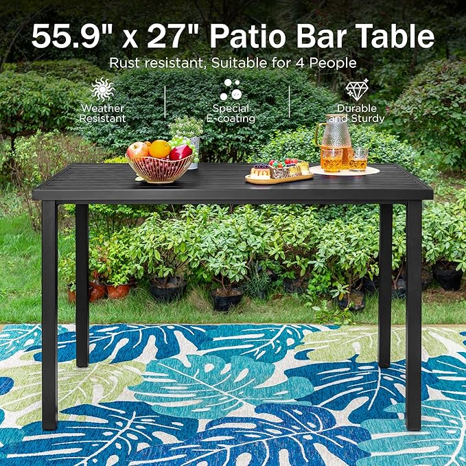 PHI VILLA 5 PCS Outdoor Bar Set, Counter Height Swivel Chair - Image 6