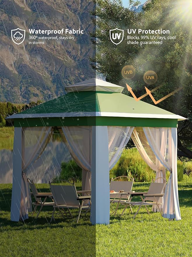 Garvee Pop Up Gazebo Screen Tent, Hexagonal Instant Gazebo Tent - Image 4