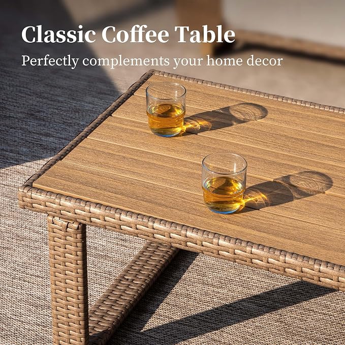 5 Pieces Patio Furniture Set, Outdoor Rattan Wicker Conversation Set - Image 7