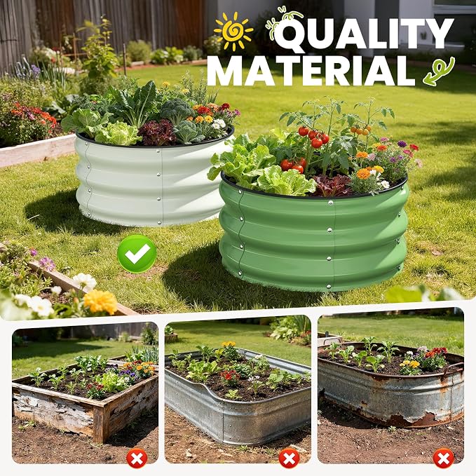 Galvanized Raised Garden Bed 2pcs 2x2x1 FT, Round Metal Raised Garden Bed - Image 2