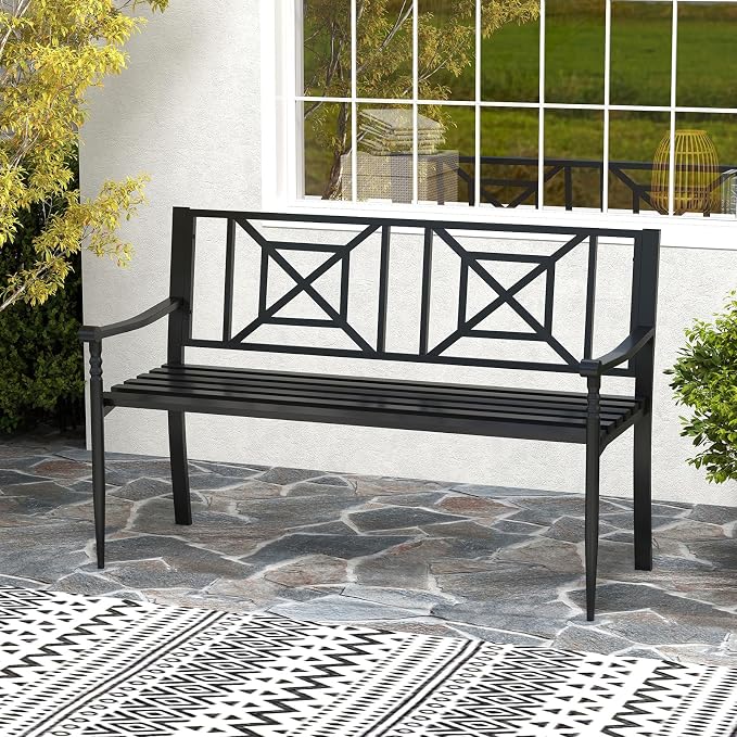 Giantex Metal Outdoor Bench - Image 8
