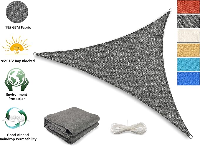 Tronssien Triangle 16'x16'x23' Sun Shade Sail, 95% UV Blockage Canopy Awning - Image 3
