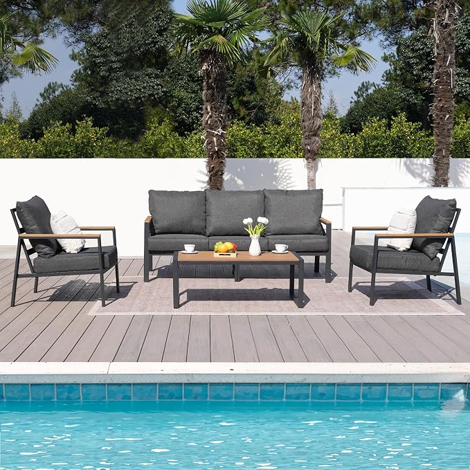 Patio Furniture Set, 4 Pieces Outdoor Furniture Patio Conversation Set - Image 3