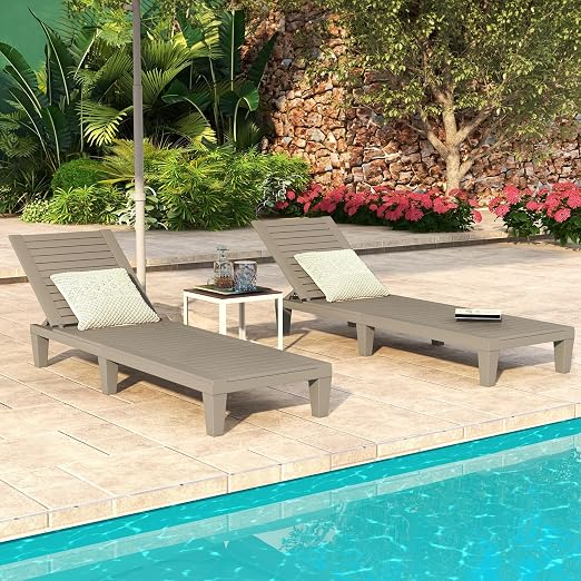 DWVO Outdoor Chaise Lounge, Pool Lounge Chair Set of 2 w/ 5-Level Backrest - Image 2