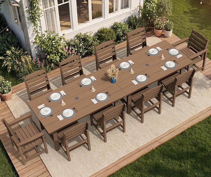 SERWALL Patio Dining Sets for 10 Person, HDPE Dining Set - Image 7