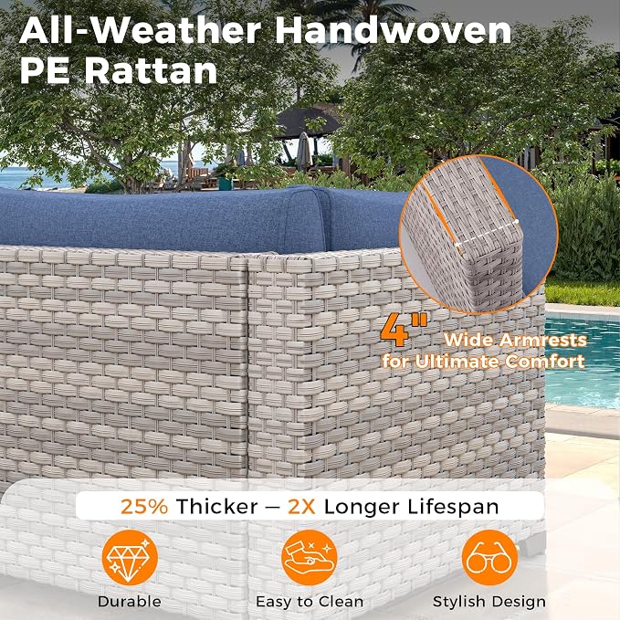 12-Seat Modular Patio Furniture Set – Outdoor Wicker Sectional Sofa - Image 4