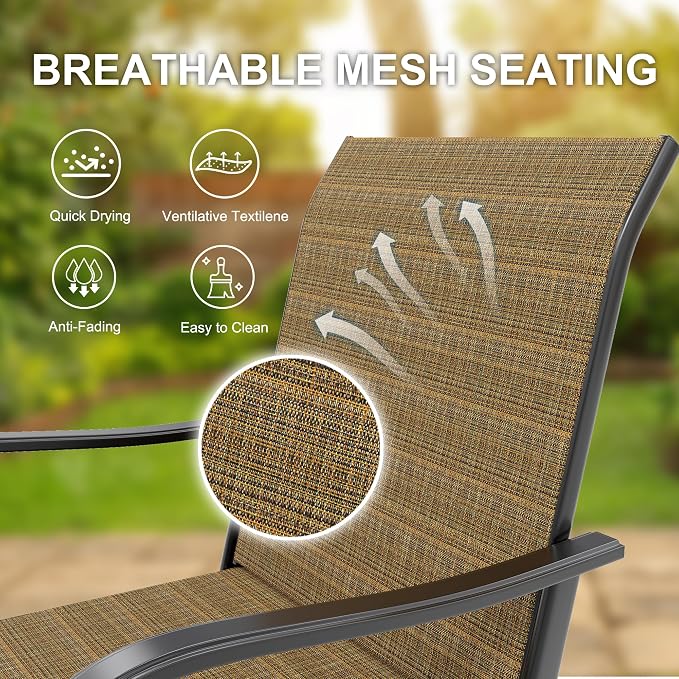 GarveeLife 2 Piece Outdoor Swivel Bar Chairs, Patio High Swivel Bar Stools - Image 4