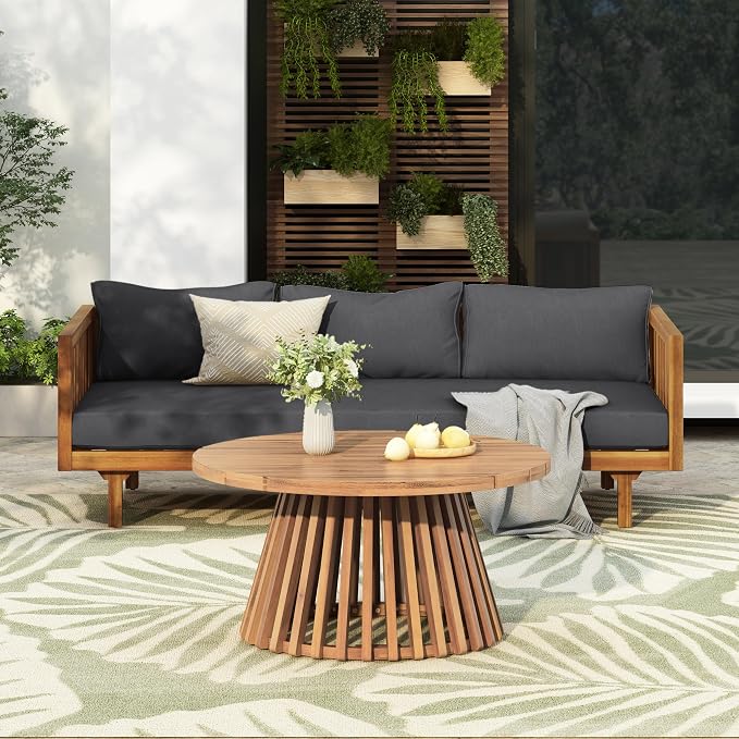 Merax Outdoor Acacia Wood Conversation Set - Image 2