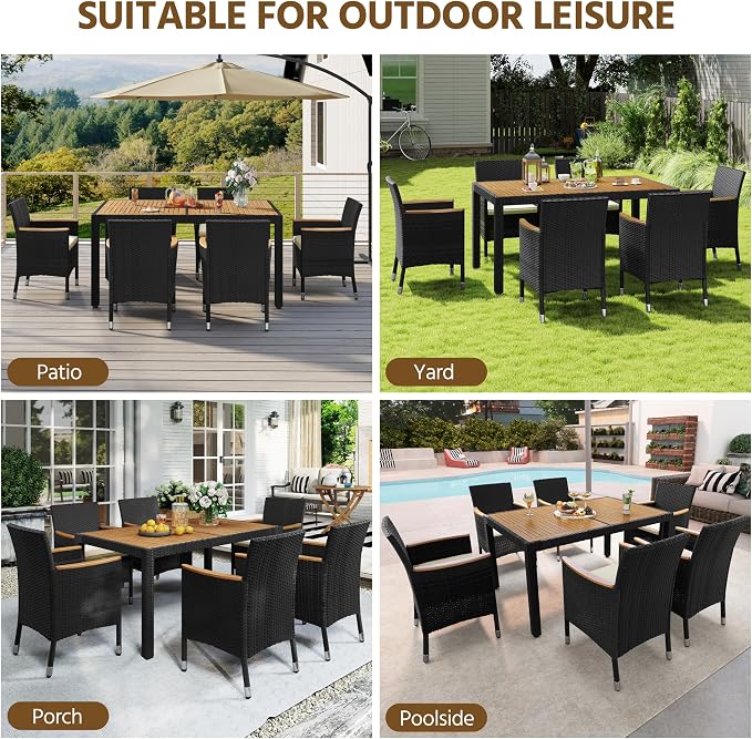 Yaheetech 7 Piece Patio Furniture Set, Outdoor Dining Acacia Wood Table Top - Image 8