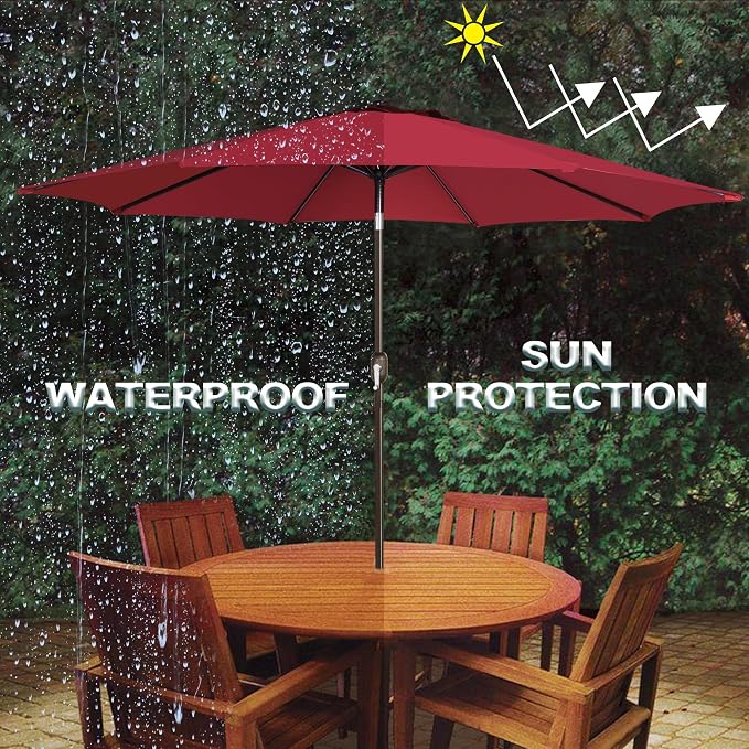 Blissun 9' Outdoor Patio Umbrella, Outdoor Table Umbrella, Yard Umbrella - Image 6
