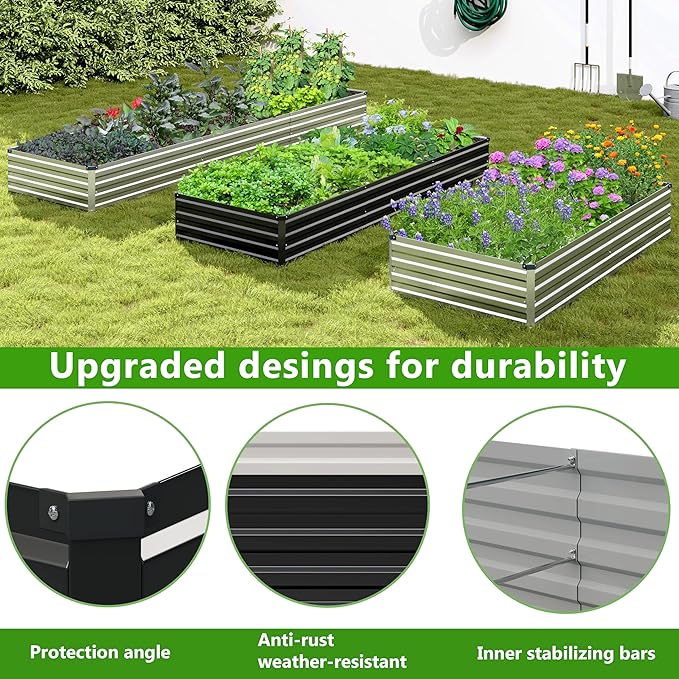 2PCS 6x3x1ft Galvanized Raised Garden Bed Kit, Galvanized Planter Raised Garden - Image 5