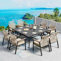 9 Pieces Patio Dining Set, 8 x Woven Rattan Chairs by SUNSHINEVALLEY