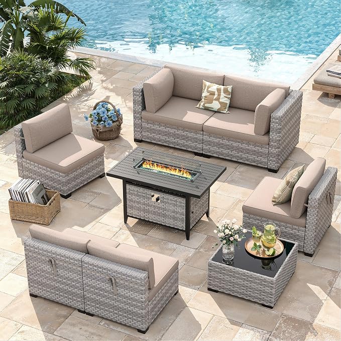 6-Seat Modern Outdoor Wicker Rattan Patio Furniture Set - Image 2