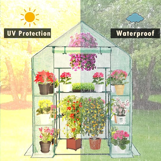 Walk-in Greenhouse for Outdoors, Thickened PE Cover & Heavy Duty Powder-Coated - Image 5
