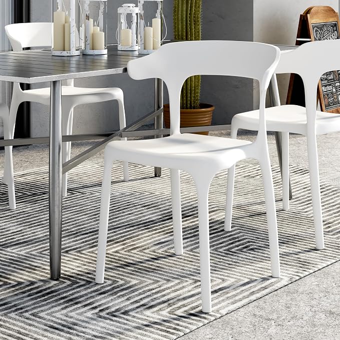 VECELO 4 Pack Plastic Stacking Chairs, Stackable Dining Chairs - Image 8