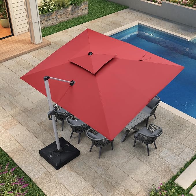 PURPLE LEAF Rectangle Patio Umbrella 9' X 12' Large Cantilever Umbrella - Image 2