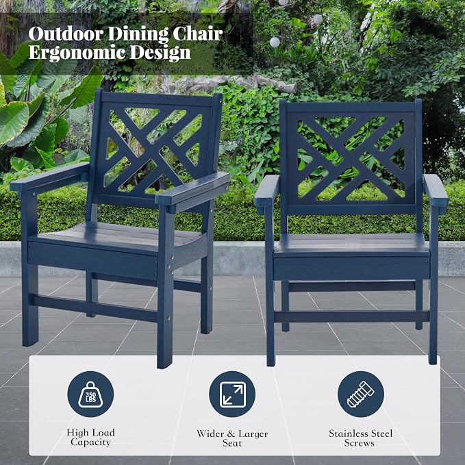 HDPE Outdoor Dining Set, 6-Piece Outdoor Table and Chairs Include 4 Dining - Image 5