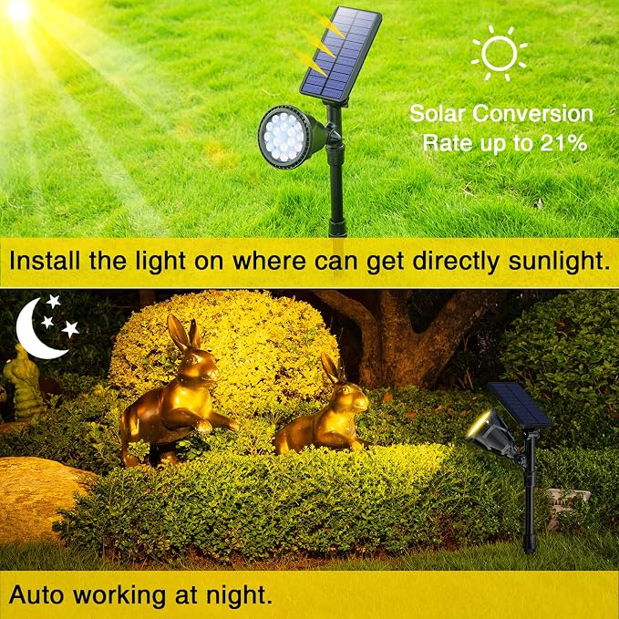 ROSHWEY Solar Spot Lights Outdoor Spotlight 18 LED Waterproof Landscape - Image 7