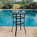 Outdoor Patio Bar Table, 31.5 Inch Tempered Glass Bistro High Top Table All by GarveeTech