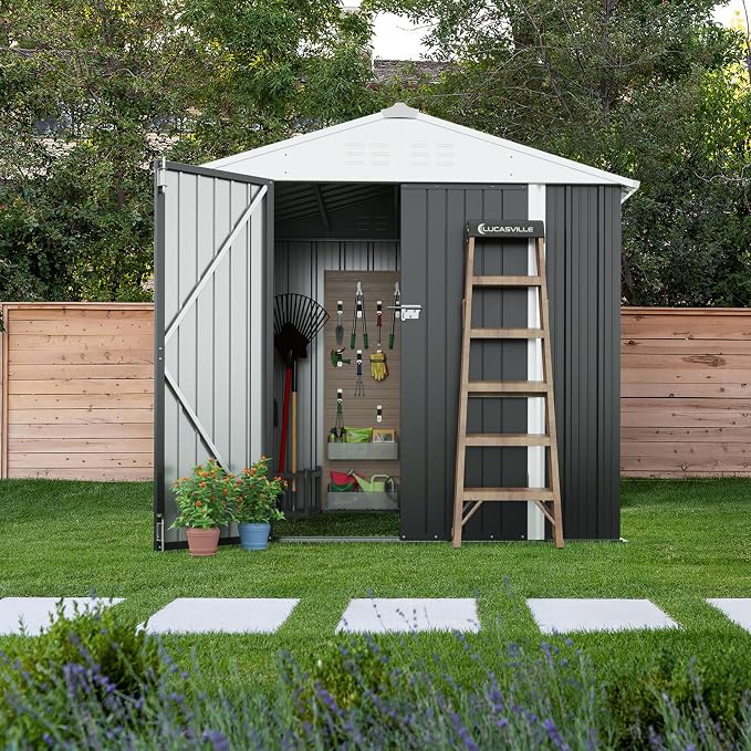 Devoko Outdoor Storage Shed 8 x 6 FT Lockable Metal Garden Shed Steel - Image 2