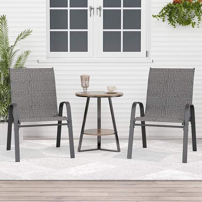Patio Chairs Set of 2, Outdoor Dining Chairs Stackable by furniture