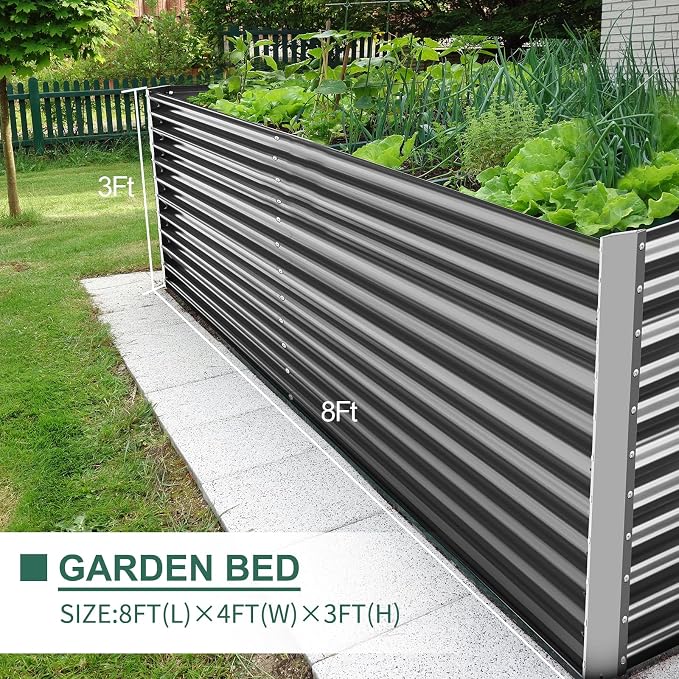 Land Guard 8x4x3ft Rectangular Galvanized Raised Garden Beds, Large-Capacity - Image 4