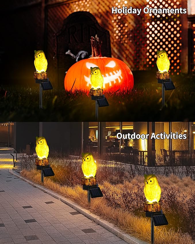 iStatue 4PC Solar Owl Garden Stake Lights Gifts - Image 6